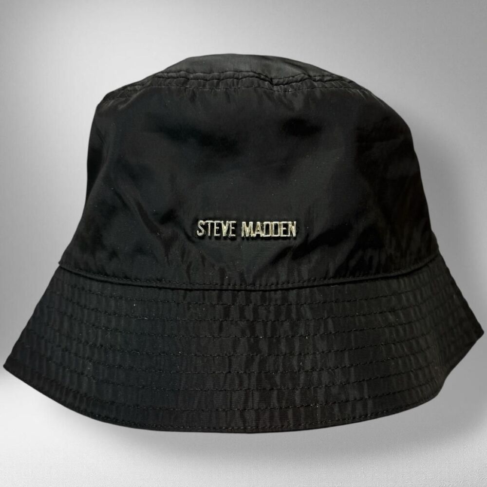 Steve Madden Black Satin Lined Bucket Hat